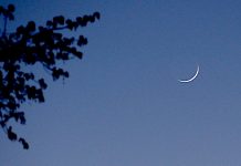 Waxing Crescent Moon over Lake Huron